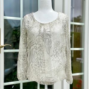 Elena Baldi Made in Italy Animal Print Chiffon Blouse